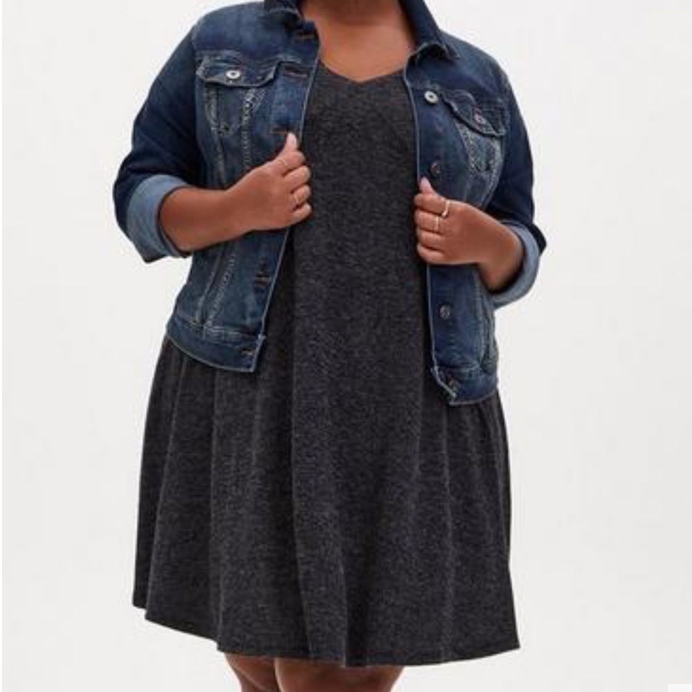 Torrid Sweater Dress Women's Plus Size 2X Short Sleeve Knit Gray Trapeze 18/20